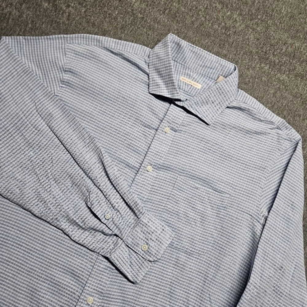 Made in New England Button Down Mens XL Blue White Stripe Cotton USA Made
